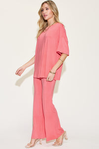 Bamboo T-Shirt and Flare Pants Set (4 Colors)