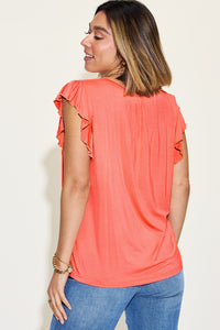 Bamboo Ruffled Short Sleeve T-Shirt