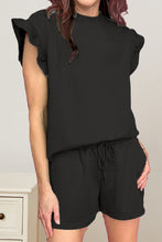 Load image into Gallery viewer, Slit Round Neck Top and Drawstring Shorts Set