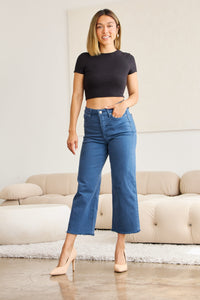 RFM Crop Chloe Tummy Control High Waist Raw Hem Jeans