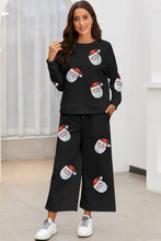 Load image into Gallery viewer, Santa Sequin Round Neck Top and Pants Set