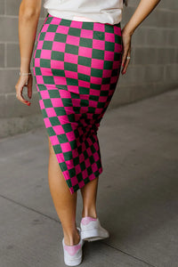 Split Checkered Midi Skirt (2 Colors)