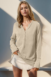 Thumbhole Long Sleeve Henley Top (8 Colors)