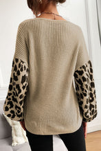 Load image into Gallery viewer, Perfee Leopard Sleeve Dropped Shoulder Sweater