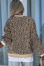 Load image into Gallery viewer, Slit Leopard Round Neck Long Sleeve Sweatshirt