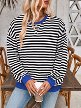 Load image into Gallery viewer, Lovelet Contrast Striped Long Sleeve Sweatshirt