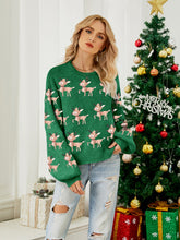 Load image into Gallery viewer, Reindeer Round Neck Long Sleeve Sweater