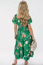 Load image into Gallery viewer, Smocked Printed Puff Sleeve Midi Dress