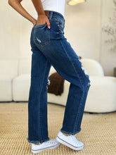 Load image into Gallery viewer, Judy Blue Mid Rise Distressed Raw Hem Jeans