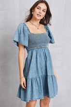 Load image into Gallery viewer, Smocked Denim Dress