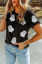 Load image into Gallery viewer, Glitter Ghost Round Neck Short Sleeve T-Shirt