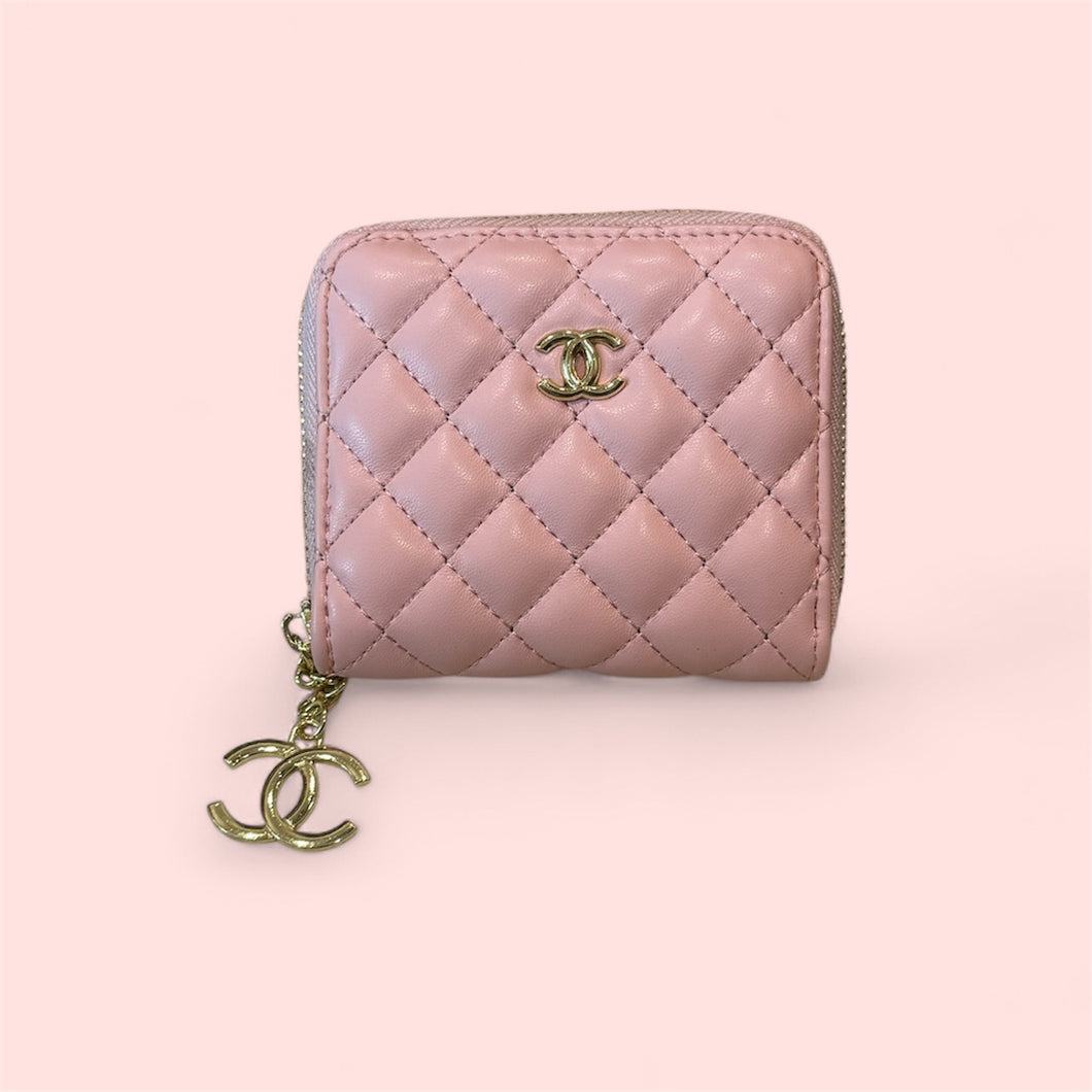 Light Pink Quilted Zip Coin Purse