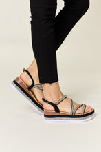 Load image into Gallery viewer, Forever Link Rhinestone Strappy Wedge Sandals