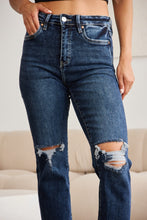 Load image into Gallery viewer, RFM Crop Dylan Tummy Control Distressed High Waist Raw Hem Jeans