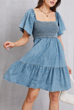 Load image into Gallery viewer, Smocked Denim Dress