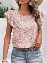 Load image into Gallery viewer, Ditsy Floral Round Neck Cap Sleeve Top