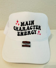 Load image into Gallery viewer, Main Character Energy Embroidered White Trucker Hat