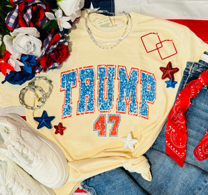 Trump 47 Faux Glitter Tee