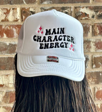 Load image into Gallery viewer, Main Character Energy Embroidered White Trucker Hat