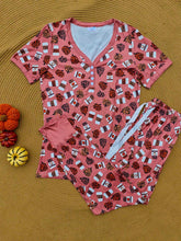 Load image into Gallery viewer, Short Sleeve Jogger PJ Set -#7-Leopard Pumpkin