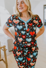 Load image into Gallery viewer, Short Sleeve Jogger PJ Set -#1-Teal Heart