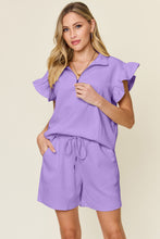 Load image into Gallery viewer, Double Take Flounce Sleeve Top and Shorts Set (7 Colors)