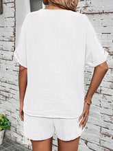 Load image into Gallery viewer, Notched Half Sleeve Top and Shorts Set