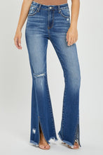 Load image into Gallery viewer, RISEN High Rise Front Slit Frayed Hem Flare Jeans