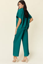 Load image into Gallery viewer, Double Take Full Size Texture Half Zip Short Sleeve Top and Pants Set