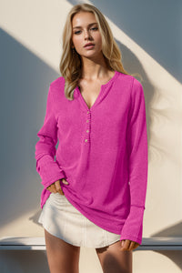 Thumbhole Long Sleeve Henley Top (8 Colors)