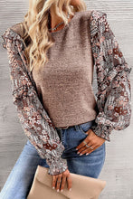 Load image into Gallery viewer, Heathered Floral Frill Lantern Sleeve Blouse