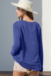 Thumbhole Long Sleeve Henley Top (8 Colors)