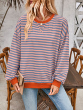 Load image into Gallery viewer, Lovelet Contrast Striped Long Sleeve Sweatshirt