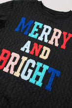 Load image into Gallery viewer, Full Size MERRY AND BRIGHT Cable Knit Pullover Sweatshirt