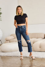 Load image into Gallery viewer, RFM Crop Dylan Tummy Control Distressed High Waist Raw Hem Jeans