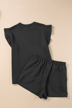 Load image into Gallery viewer, Slit Round Neck Top and Drawstring Shorts Set