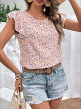 Load image into Gallery viewer, Ditsy Floral Round Neck Cap Sleeve Top