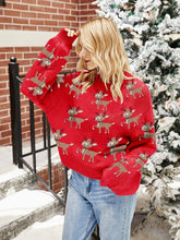 Load image into Gallery viewer, Reindeer Round Neck Long Sleeve Sweater