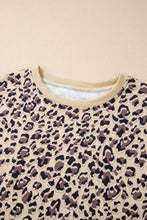 Load image into Gallery viewer, Slit Leopard Round Neck Long Sleeve Sweatshirt