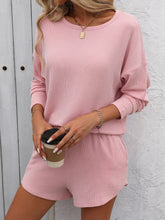 Load image into Gallery viewer, Double Take Round Neck Long Sleeve Top and Shorts Set