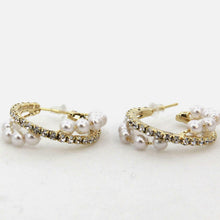 Load image into Gallery viewer, Alloy Pearl Hoop Earrings