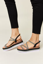 Load image into Gallery viewer, Forever Link Rhinestone Strappy Wedge Sandals