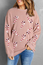 Load image into Gallery viewer, Sequin Candy Cane Sweatshirt