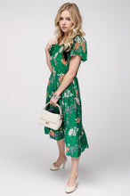 Load image into Gallery viewer, Smocked Printed Puff Sleeve Midi Dress