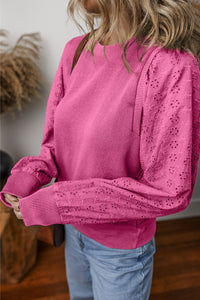 Layered Eyelet Sleeve Pullover