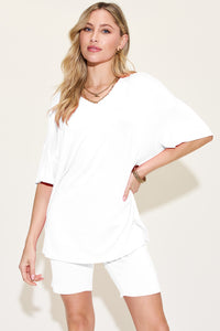 Bamboo V-Neck T-Shirt and Shorts Set (5 Colors)