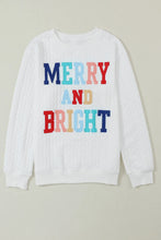 Load image into Gallery viewer, Full Size MERRY AND BRIGHT Cable Knit Pullover Sweatshirt