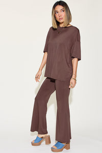 Bamboo T-Shirt and Flare Pants Set (4 Colors)