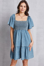 Load image into Gallery viewer, Smocked Denim Dress