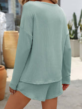 Load image into Gallery viewer, Double Take Round Neck Long Sleeve Top and Shorts Set